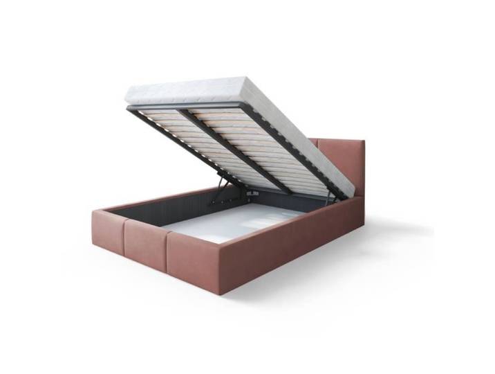 Lit coffre Tesia 160x200 - Sommier inclus Rose misty