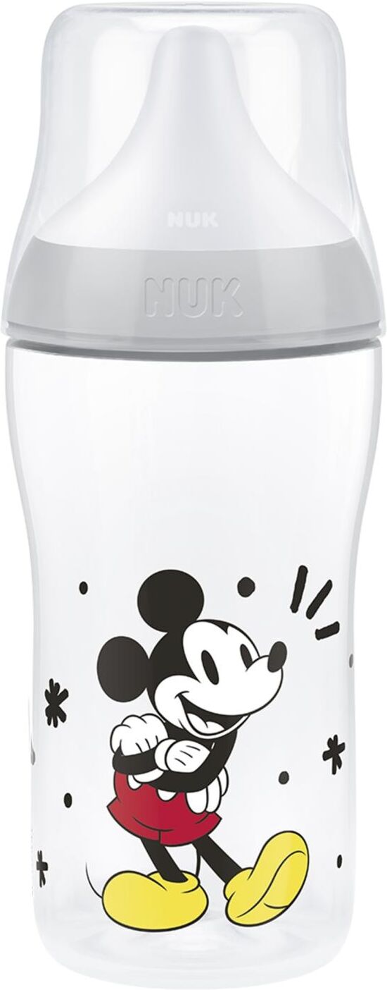 NUK Biberón Perfect Match con control de temperatura 260ml colecc. Disney. Gris claro niño