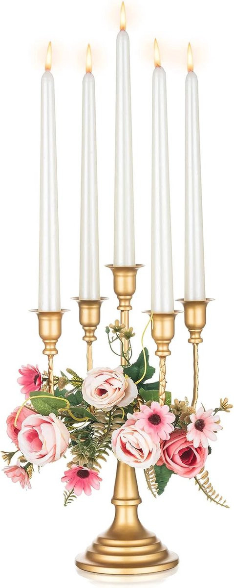 Elegante gouden 5-armige kandelaar voor kaarsen van 29,5 cm