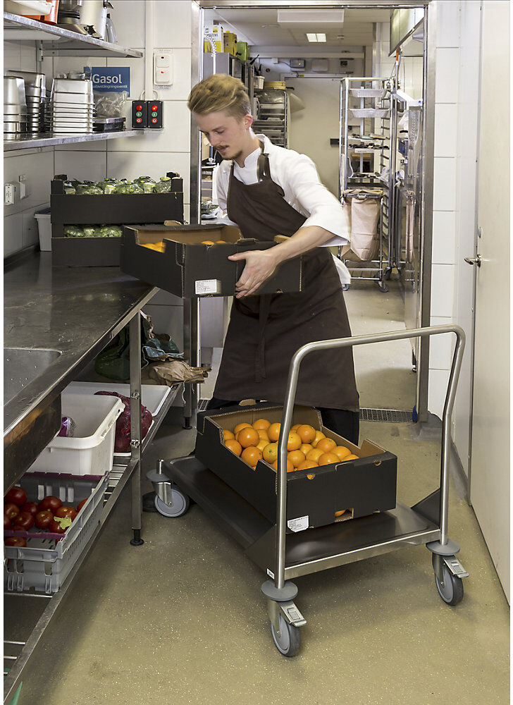 Edelstahl-Plattformwagen, 1 Ladefläche, Tragfähigkeit 200 kg Kongamek