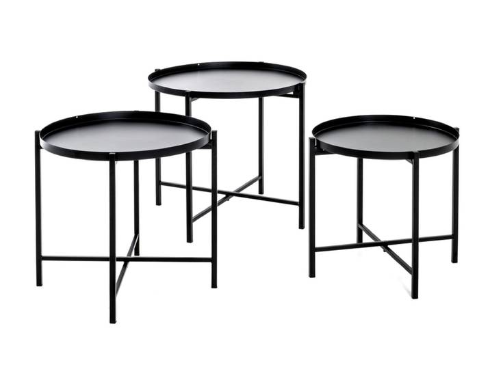 Beistelltisch 3er-Set Ø 39/43/48 cm schwarz