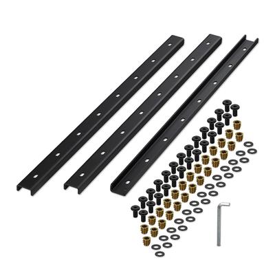 Relaxdays Gratleiste, 3er Set, Metallschiene 80 cm, Tischplatte stabilisieren, U-Profil mit Schrauben, Stahl, schwarz