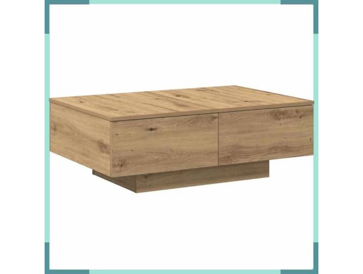 FHE Table basse artisanal - Bois d'ingénierie - Rangement - Robuste - Chêne - 90x60x31 cm