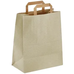 250 Bio Graspapier Tragetaschen Papiertragetaschen mit Grasanteil 22+8x36cm braun