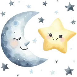 WANDAUFKLEBER 80x138cm - Fröhlicher Mondstern