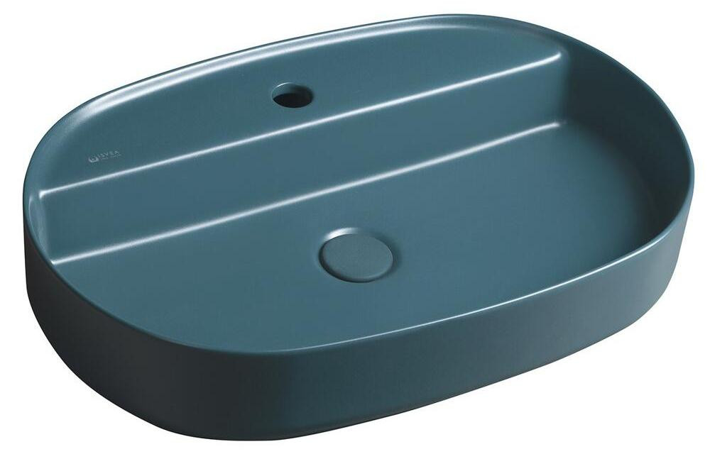 Isvea INFINITY OVAL wastafel, rechthoekig, B/D: 60 x 40 cm, petrolgroen, mat