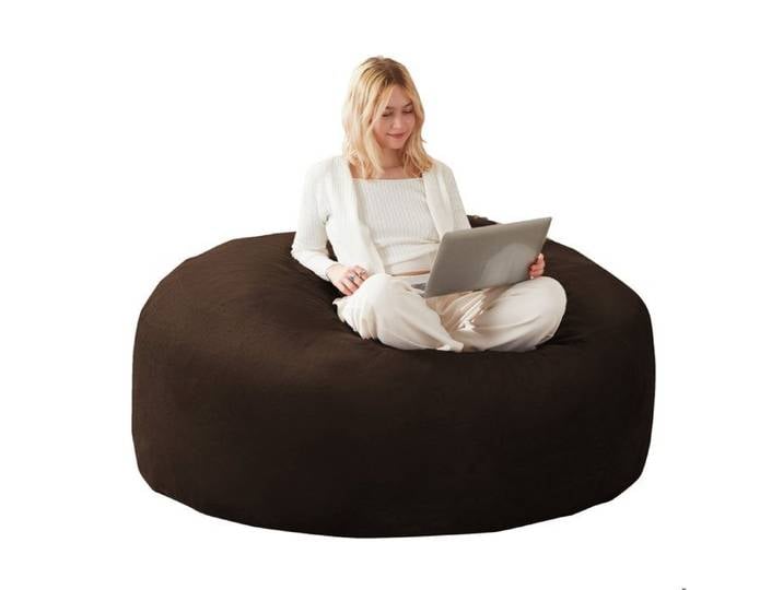 VUENOR Sac pouf adulte 120 x 120 x 60 cm marron – modulable et gain de place