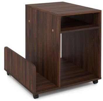 Costway Rolling End Table 3-Tier Mobile Side Table with Side Storage Rack Modern Small Nightstand-Brown