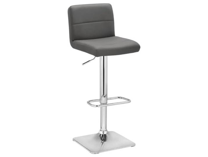 Casa Vital Adjustable bar Chair GEA, Grey, 42 x 49 x 86/106 cm, 360° rotatable and Height Adjustable, PU Leather Upholstery, Chromed Metal Base, Chromed footrest, 120 kg max Weight Load