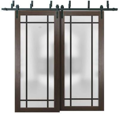 SartoDoors Planum 2112   Closet Door Bypass Barn Door   Solid Wood   Hardware Set   48x80, Chocolate Ash Bedroom Door