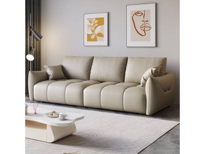 ZHHR Sofa Mit Schlaffunktion, Solid Wood Base，Khaki：280 * 85 * 80CM High resilience sponge, Couch mit schlaffunktion Geeignet Für Wohnzimmer, Büro, Lounge, Zimmer, Schlafzimmer