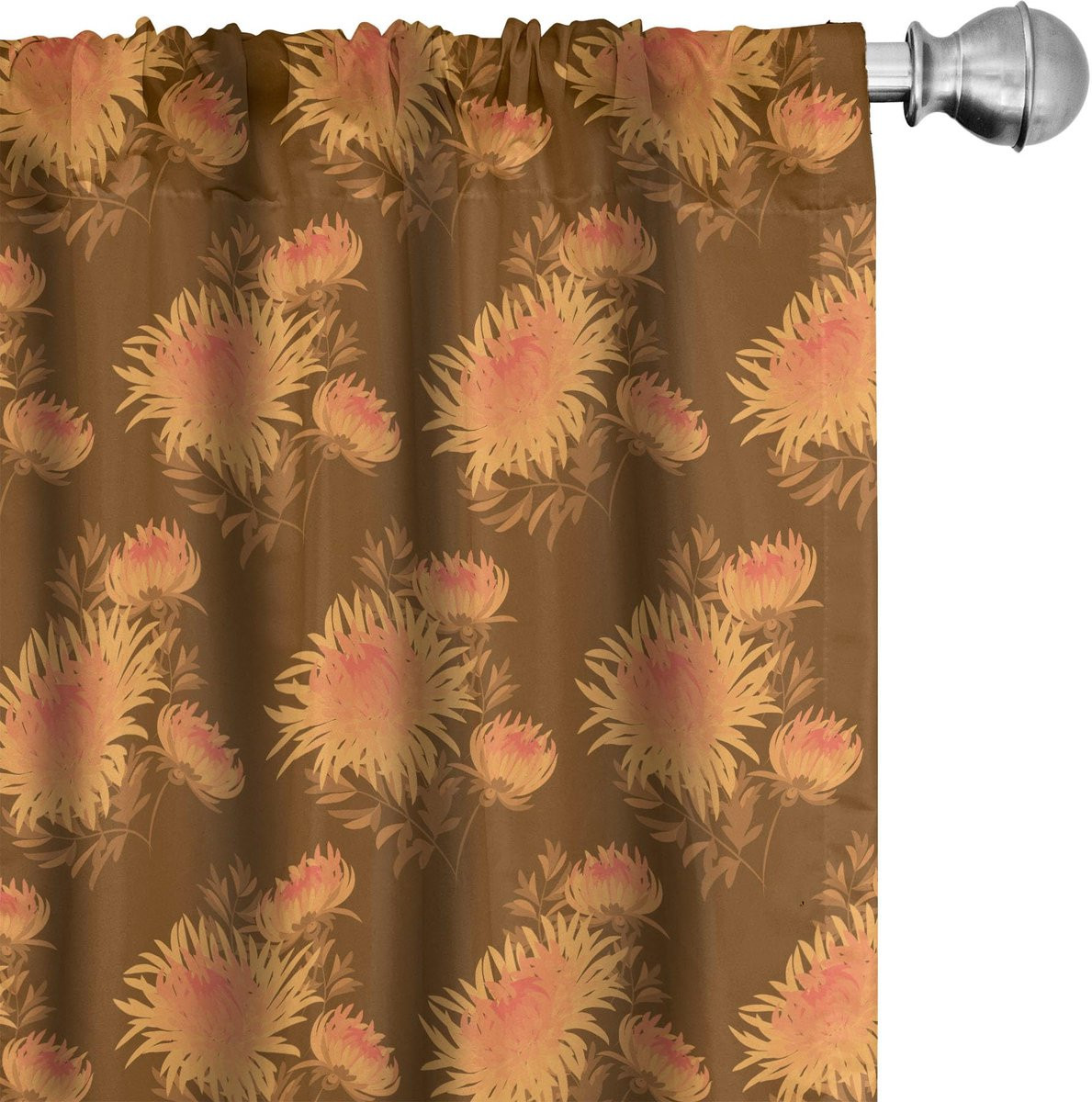 ABAKUHAUS Gordijnen 2-delig set, Mikrofaser, Semi-transparant, Ginger Caramel, B/D/H: 75 x 0 x 175 cm