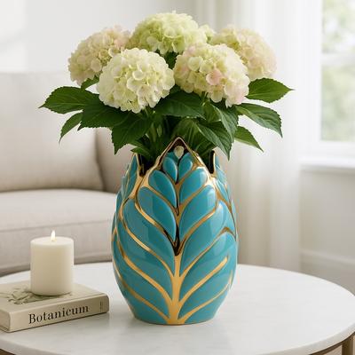 Sagebrook Home Ceramic Modern Leaf Sculptural Flower Vase