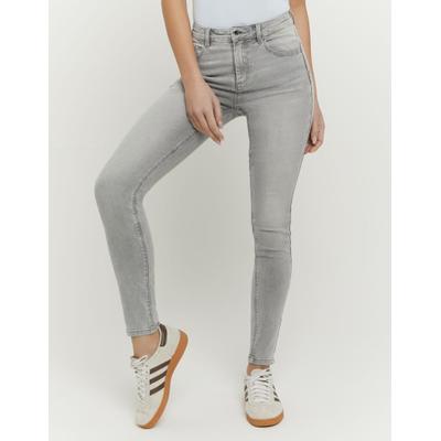 Skinny-fit-Jeans TALLY WEIJL "SPADEPUMPMR", Damen, Gr. 38, N-Gr, grau (denim grau, hgu3), Denim/Jeans, Obermaterial: 90% Baumwolle, 8% Elastomultiester, 2% Elasthan, leichte Abriebeffekte, skinny fit lang, Jeans, Baumwollmischung, skinny fit