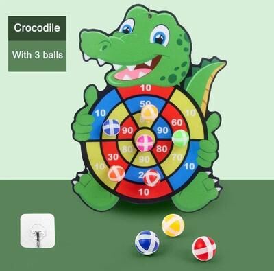Uplifted Finds Educational Dart Board Baby Toy Sticky Ball Indoor Sports Montessori Game crocodile 3 Balls