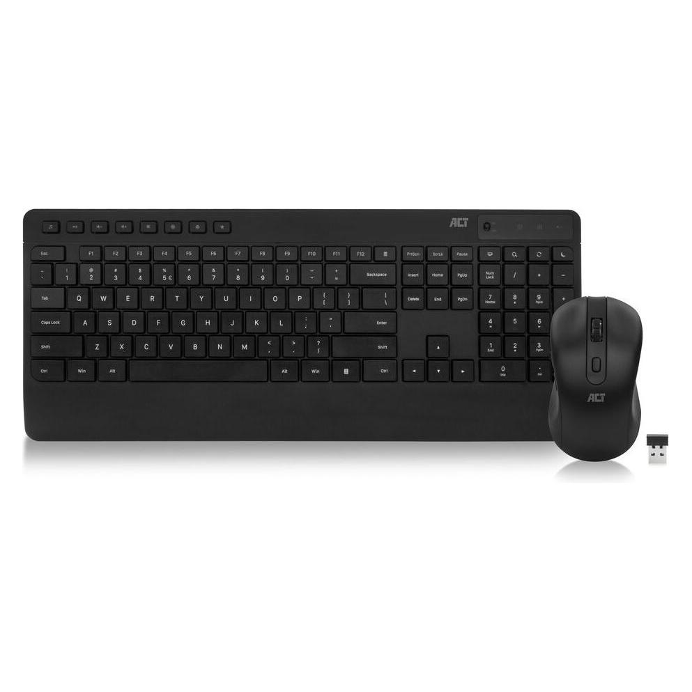 ACT Wireless keyboard and mouse bundle (Qwerty), silent click, eco-friendly, made from recycled mate (US, Kabellos) (AC5725)