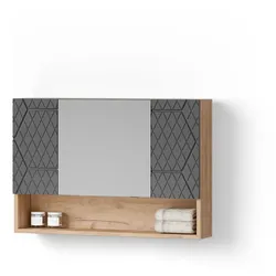 BADSPIEGELSCHRANK Ronco Anthrazit mit Wabenstruktur 80 x 55 cm