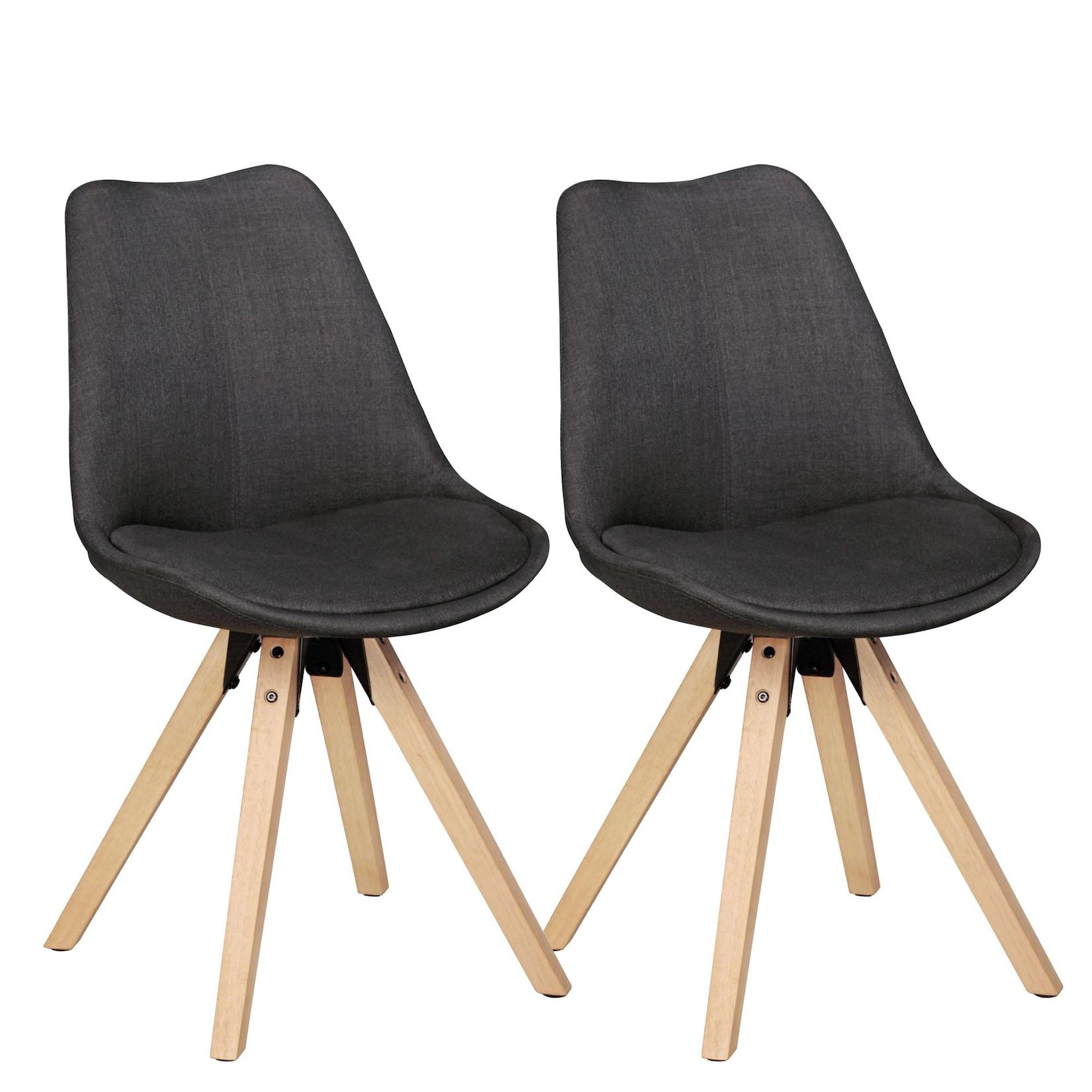 KADIMA DESIGN 2er Set Esszimmerstühle LUND: Stoffbezug und Holzbeine, Skandinavisches Design, Komfortables Sitzen, Verschiedene Farben