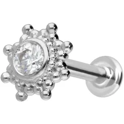 14 Karat Gold Labret mit Innengewinde MOISSANIT-SONNE