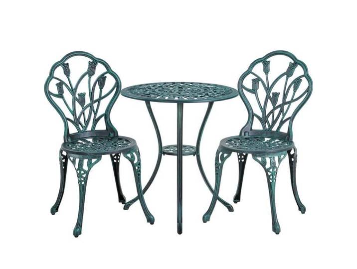Yaheetech Ensemble de Table et Chaise Salon de Jardin Balcon Kit de Bistro 2 Chaise 1 Table en Alliage Aluminium Vert