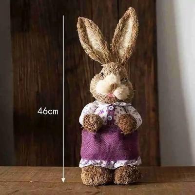 Uplift Picks Straw Woven Bunny Decoration Easter Rabbit Garden And Home Ornament 02
