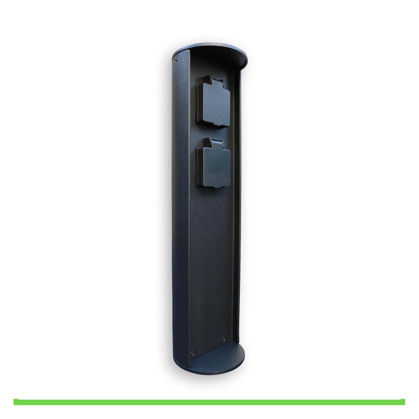 ECO-Light Socket Stromverteiler mit 2 Steckdosen Steckdosensäule IP44 Schwarz (2x) (STROMVERTEILER-2)