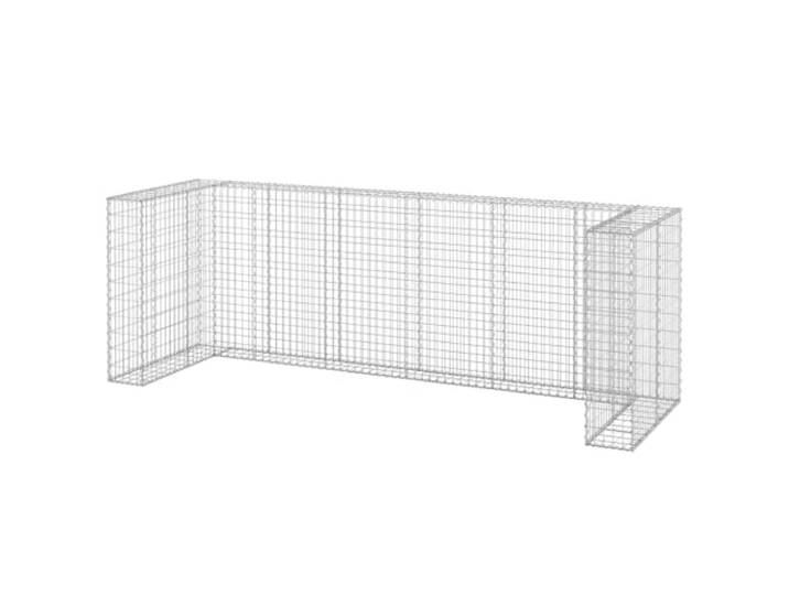 Gabionenwand für Mülltonnen, verzinkter Stahl, 325 x 100 x 110 cm Steinkorb, 4 Abfalleimer, Garten oder Terrasse, geschweißtes Gitter, Felsen oder Kies nicht im Lieferumfang enthalten