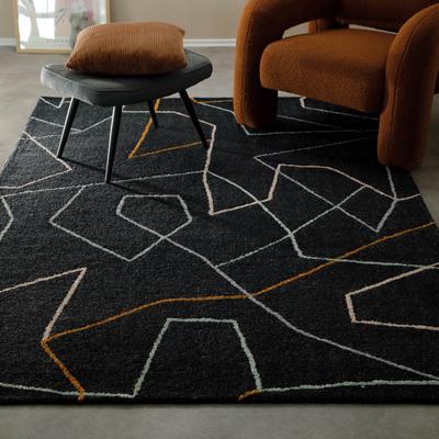 Teppich WECON HOME "Nox", schwarz (anthrazit), B:200cm H:6mm L:300cm, Schurwolle, Teppiche, Teppich, Wollteppich, abstrakt, hochwertig, handgetuftet, robust, modern