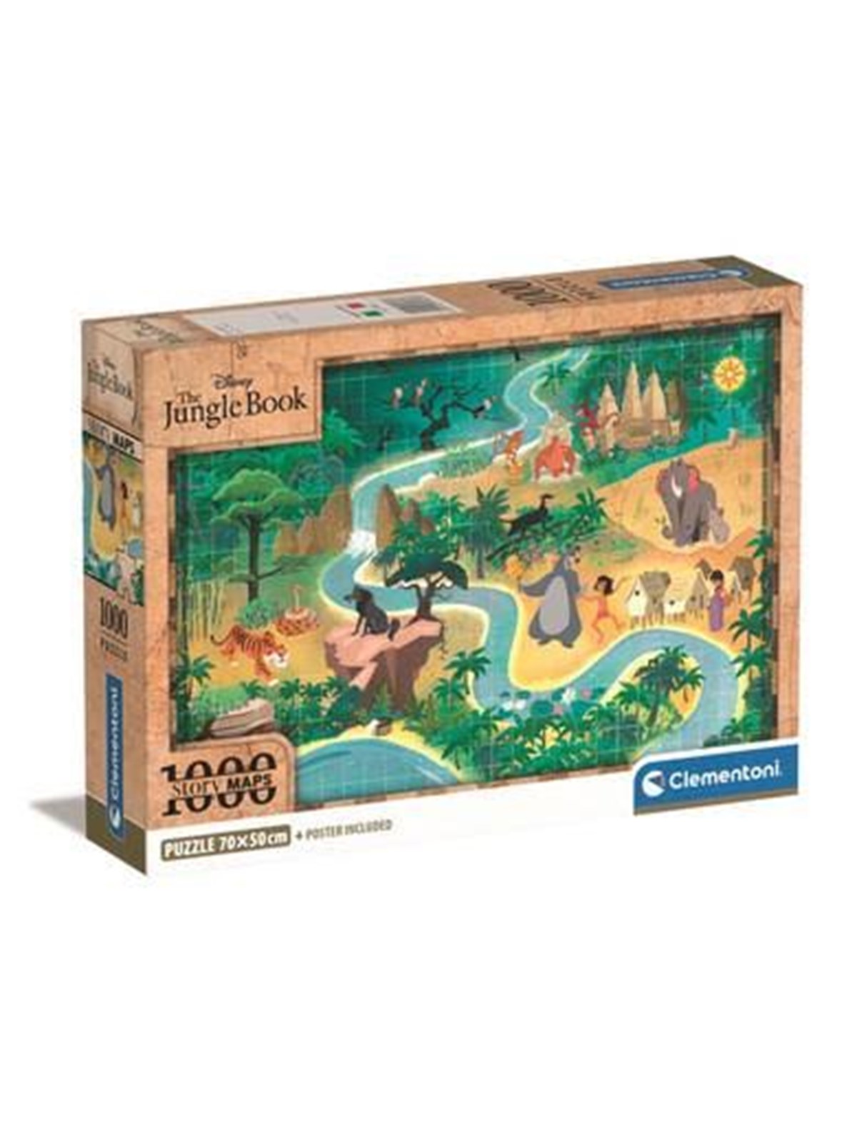 Clementoni Puzzle HQC Disney Story Maps - The Jungle Book, 2D Puzzles