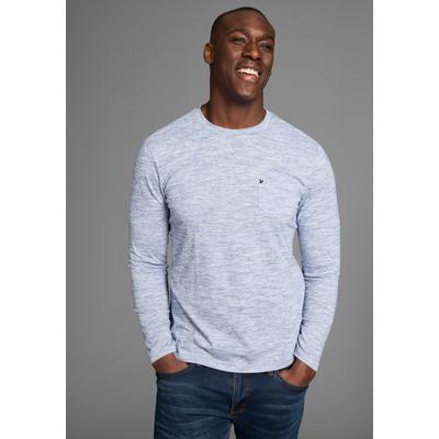 Langarmshirt BRUNO BANANI, Herren, Gr. S (44/46), blau (blau melange), Single Jersey, Obermaterial: 60% Baumwolle, 40% Polyester, schmal, Rundhals, Shirts Langarmshirt, Langarmshirt aus melierter Ware