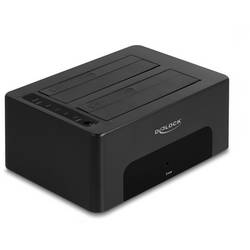 Delock 64187 USB-B, SATA 6 Gb/s, DC-Buchse 3.5 mm Festplatten-Dockingstation mit Clone-Funktion, mit Erase-Funktion