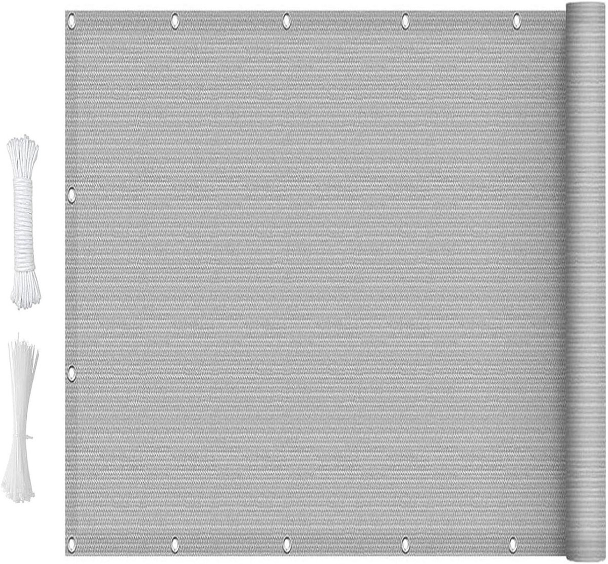 Grijs Balkonscherm van scheurvast polyester voor privacy en inkijkbescherming, 90 x 460 cm