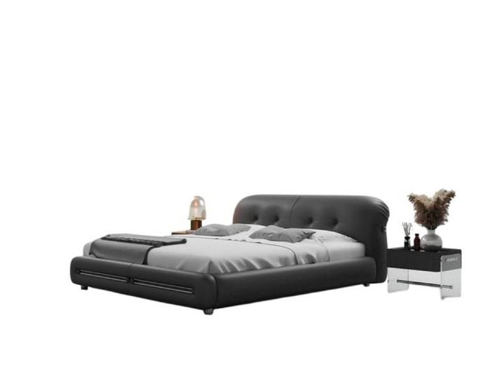 JVmoebel Polsterbett Schwarzes Polsterbett mit hochwertiger Polsterung und modernem Design, Made in Europe