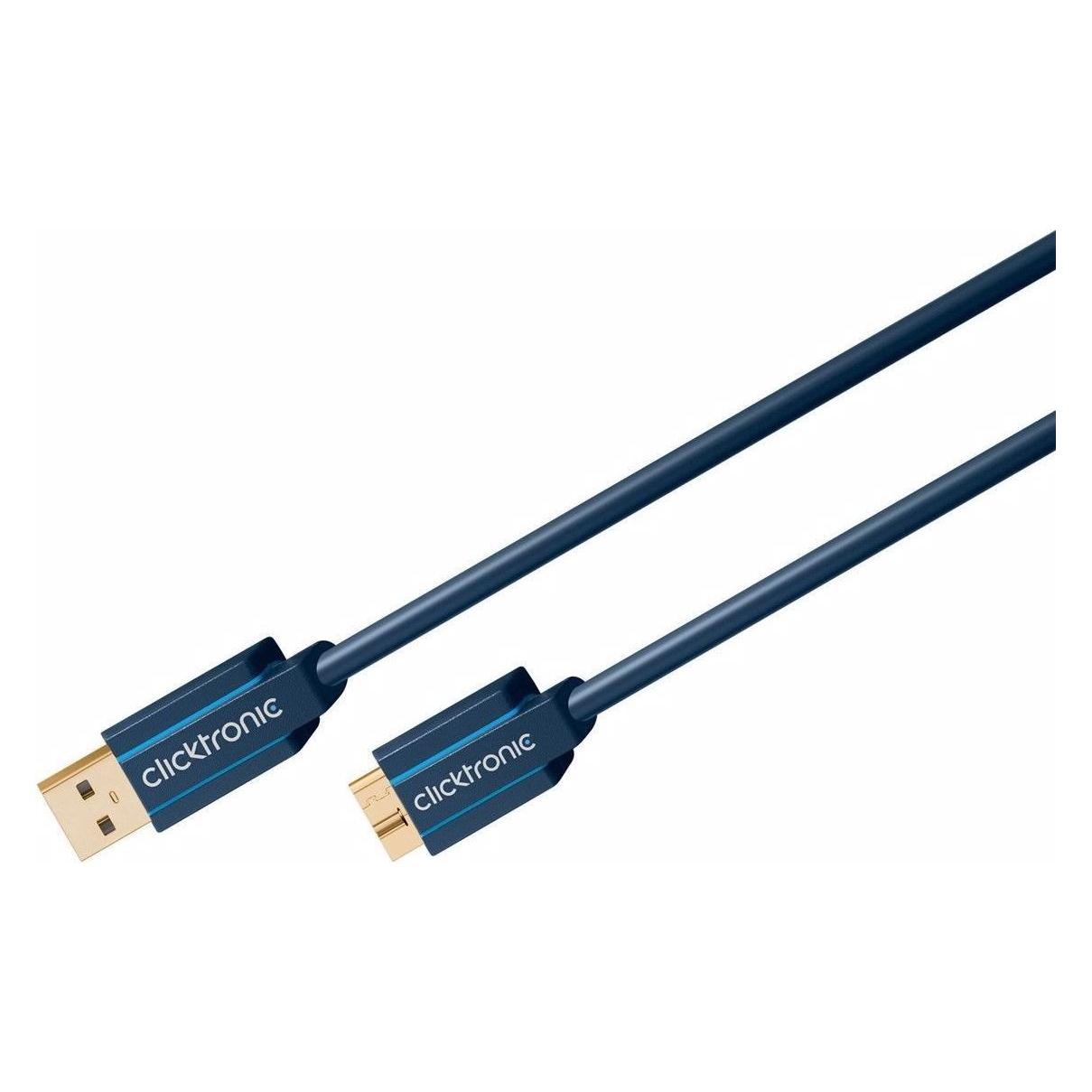 clicktronic USB-A - Micro-B Adapterkabel (3 m, USB 3.2 Gen 1) (70124)