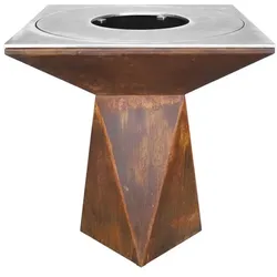 OutInFire Gartenfeuerstelle, Grill mit Wok-Loch, Grill mit Stahlbeinen und Schutzhülle - G1 Corten