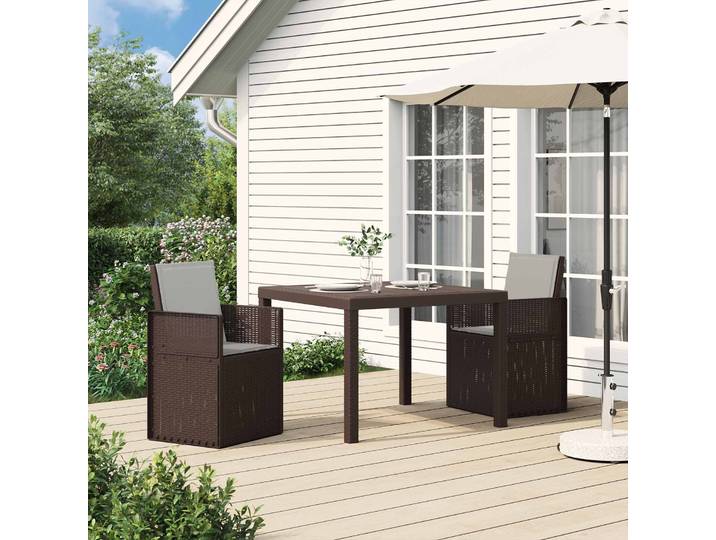 vidaXL Garten Essgruppe mit Kissen 3 pcs Braun und Hellgrau PP