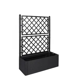 Kreher XL Rankgitter, Spalier mit Pflanzkasten in Rattan-Design, Farbe: Anthrazit