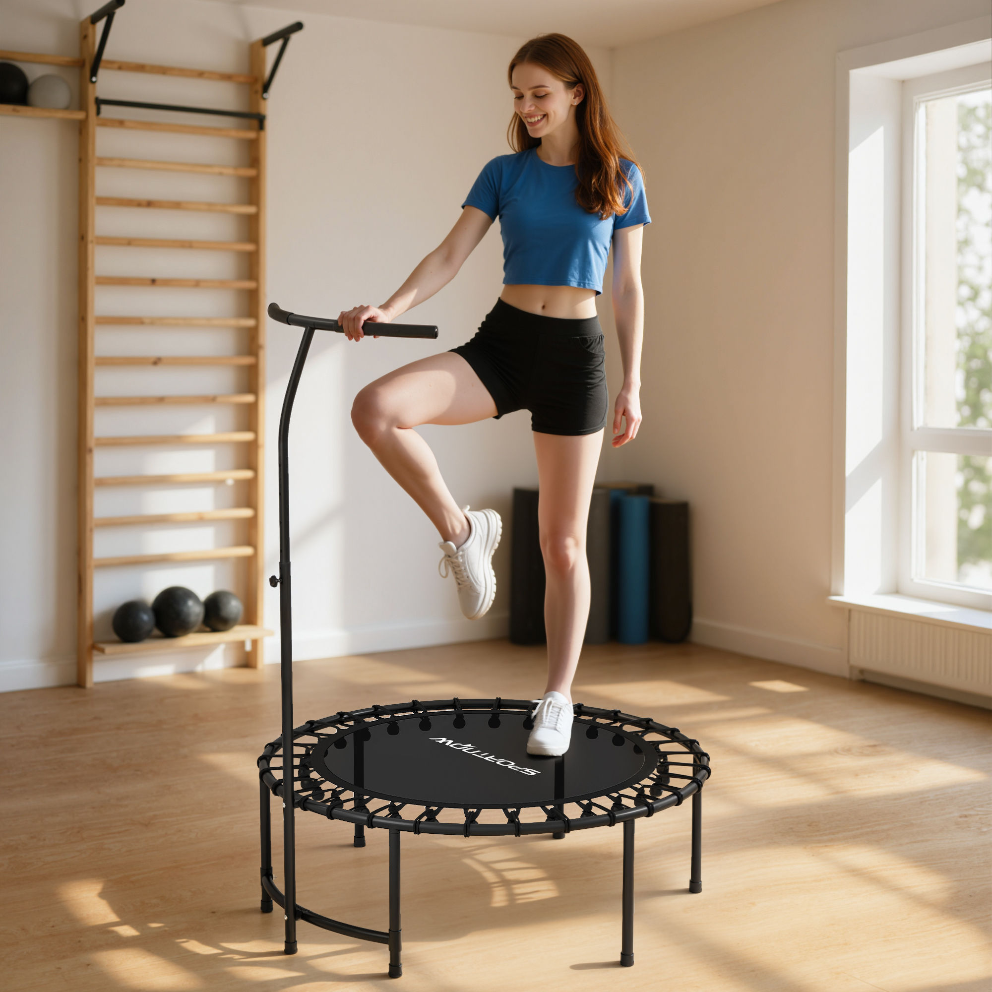 Sportnow Trampolino fitness, con impugnatura regolabile su 5 livelli, Nero   Aosom Italy