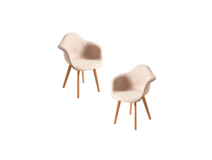 2er Set Belu Stoff Stühle - Beige