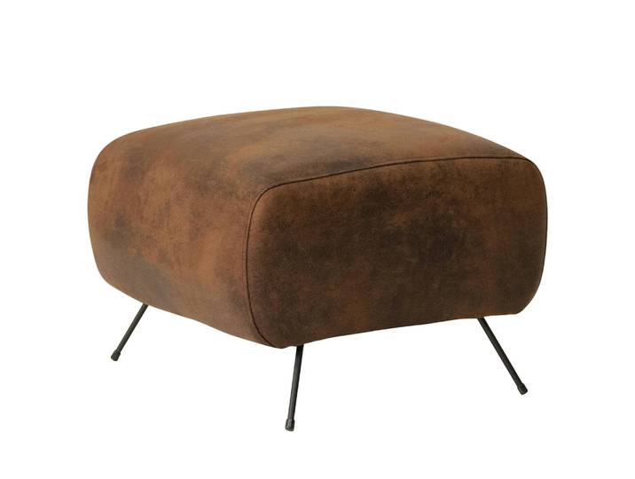 Polsterhocker Vains 57 x 59 x 46cm Braun Microfaser Goda: Schokoladenbraun