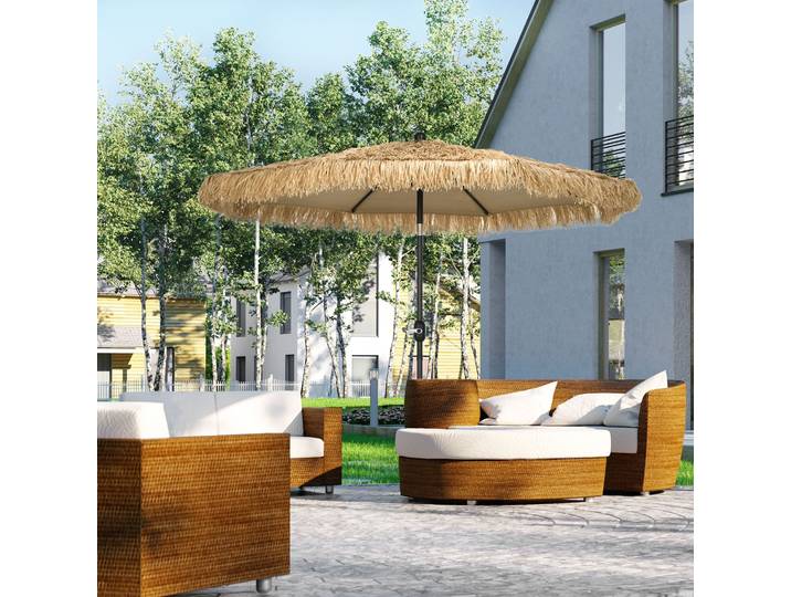 Outsunny Parasol Inclinable 2,65m Kaki avec Manivelle