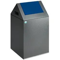PROREGAL Selbstlöschender Wertstoffsammler spitz | 43 Liter, HxBxT 60x32x32cm | Verzinkter Stahl | Grau-Blau | Mülleimer Abfalleimer Müllkorb