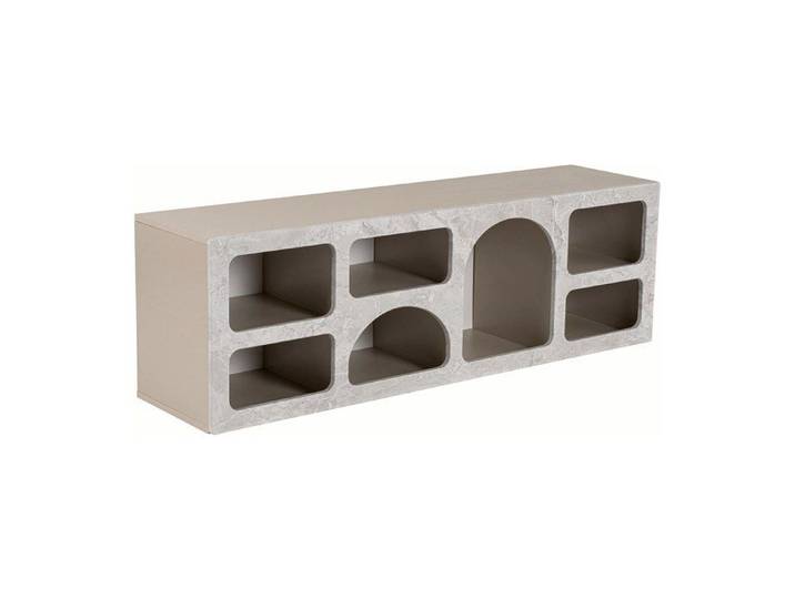 Meuble TV avec 7 niches - Effet marbre gris - LUELA