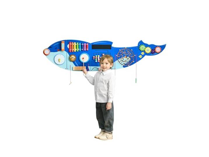 VEVOR Panneaux Muraux d'Activités Orque\, 12 Jeux\, Jouet Mural Sensoriel Montessori pour Enfants 3-12 Ans\, Centre d'Activités d'apprentissage\, Salle de Jeux des Tout-Petits\, Crèche\, Salle de Classe