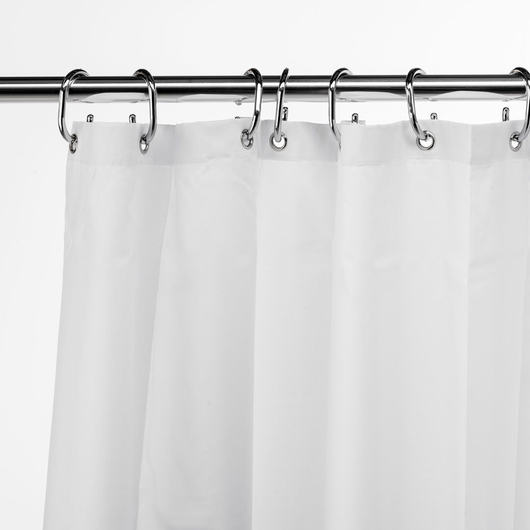 Croydex Recycled White Shower Curtain with Weighted Hem and Anti-Microbial Additive 1800 X 2100 White 210cm H x 180cm W