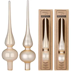 Christbaumspitze Glas 26cm 1 Stück matt / glanz sortiert - Champagne