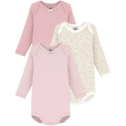 Petit Bateau 3er-Pack Bodys langarm Blumen, rosa | mehrfarbig, 68