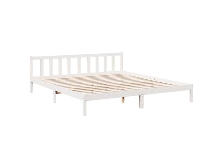 KTHLBRH Extra langes Bett, Weiß, 200 x 220 cm, Kiefer massiv Basis mit Kopfteil, Lattenrost inklusive, stabile Beine, stabile Struktur