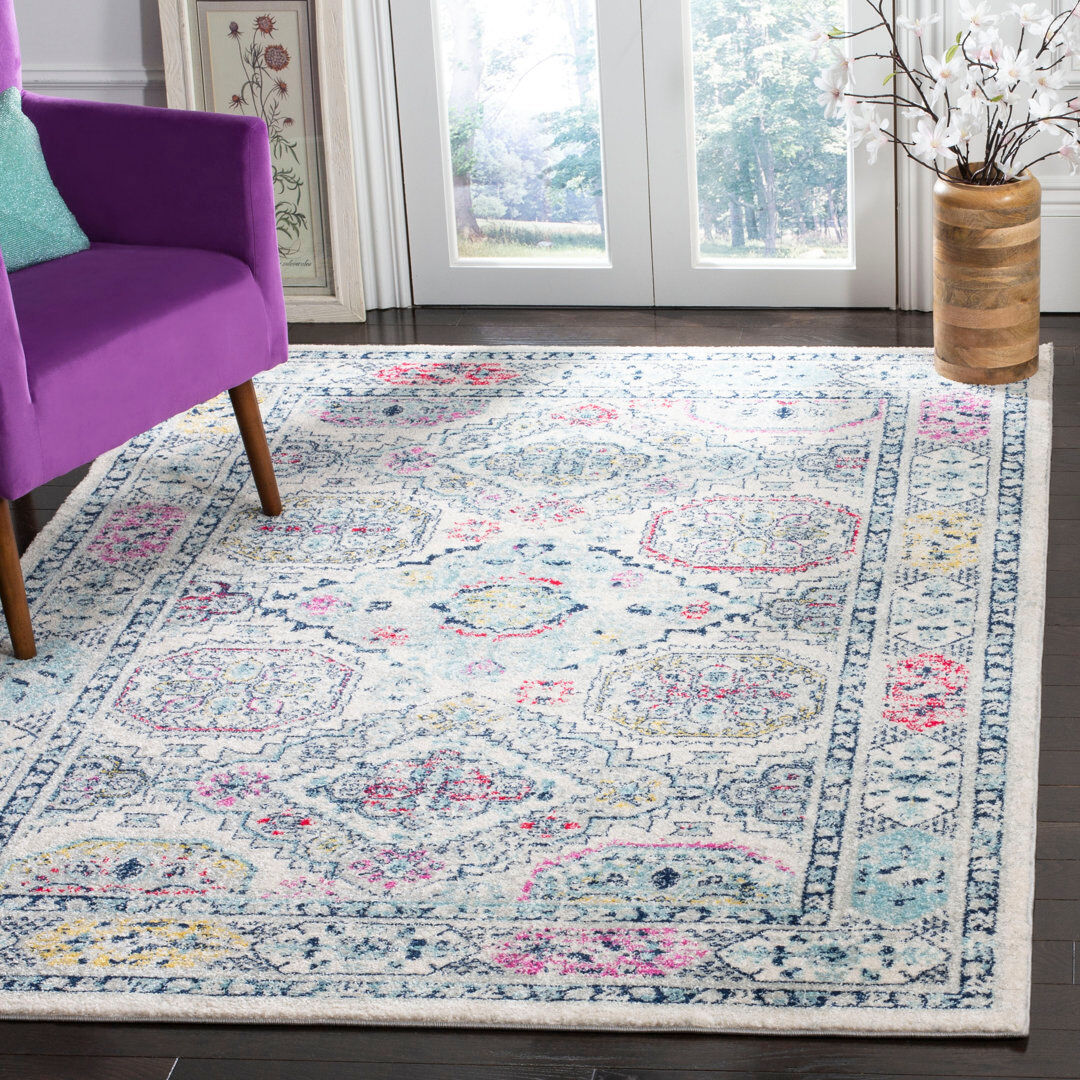Bloomsbury Market Rockport Oriental Area Rug Light Grey Rectangle 122 x 183 cm