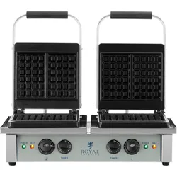 Royal Catering Doppelwaffeleisen Elektro Waffelautomat Waffeleisen Waffelgerät Belgische Waffel, Waffeleisen, Silber